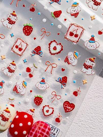 Cartoon Fun Nail Stickers, Relief Nail Stickers, Self-Adhesive Nail Stickers For Women, 5D Relief Effect, Cute And Interesting, Exquisite Theme, Easy DIY Nail Decoration, Holiday Gifts, Party Style Stickers, Water Cup Phone Decoration Stickers