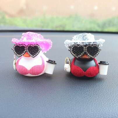 Duck Decor With Shiny Hat, Casual Holiday Style Essential Accessory, Made Of PVC Material, Suitable For Motorcycle And Bicycle, Holiday Gift
