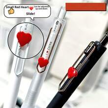 12支心形按动式圆珠笔，0.5毫米黑色墨水，低重心设计，适合学生使用，返校文具 - 愛心中筆 - 查看 3