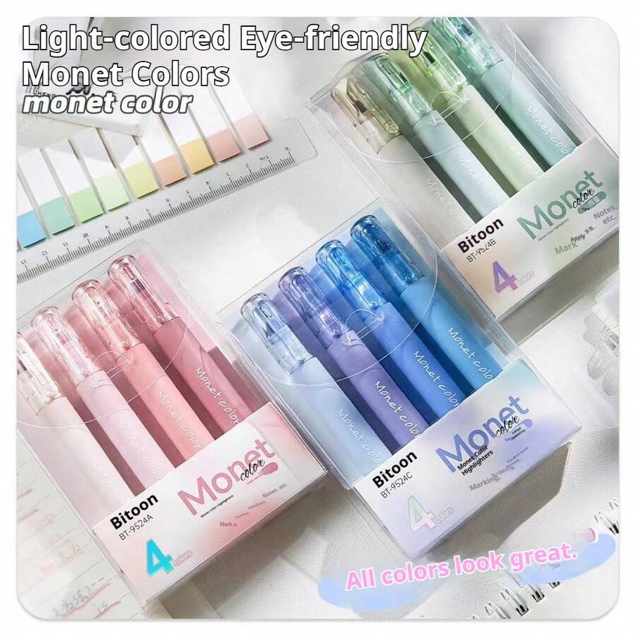 Bolígrafos fluorescentes de estilo, adecuados para colorear, pintar, recortar, escribir en diarios, marcar. Resaltadores amigables para los ojos. Artículos de papelería para volver a la escuela. - Resaltador - Ver 1