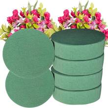 6er Pack runde Blumenblock aus Schaumstoff (12 x 3,8 cm) trockene & nasse grüne Blumenblöcke für frische & künstliche Blumenarrangements, Partydekoration, Floristenbedarf (Größe: 12 cm) - A - Übersicht 1