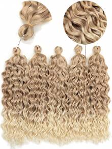 Ocean Wave Braiding Hair Extensions Crochet Braids Synthetic Hair Afro Curl Hawaii Ombre Curly Blonde Water Wave Braid For Women - Multicolor - View 5
