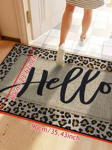 1pc Interesting Farm Style Leopard Print "Hello" Pattern Doormat, Yellow Minimalist Short Plush Quick-Drying Non-Slip Washable Entrance Mat, Spring Yard Decor, Home Decoration, Suitable For Kitchen, Bathroom, Dining Room, Hallway, Party, All Seasons - 1PC - View 12
