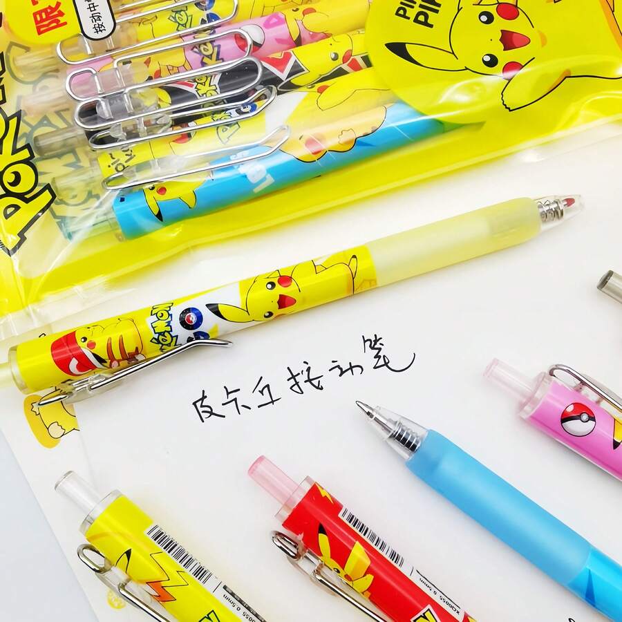 6pcs/12pcs Themed Cartoon Style Black Pens/Ballpoint Pens/Rollerball Pens, School And Office Stationery, School/Office Supplies, Writing Stationery, Also Suitable As Birthday Gifts, Back To School Gifts, Party Favors, Holiday Gifts, Graduation Gifts [Random Styles Sent] - Sets - View 1