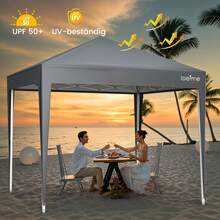 LOEFME Pavilion 2.5x2.5m Blue/Grey Waterproof With/With Side Panels And Windows & UV Protection Party Tent For Garden, Party, Wedding & Market Stall - Grau - 查看 4