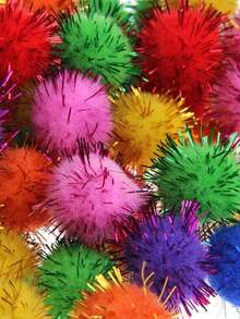 1.5 Inch Extra Large Glitter Ball Cat Toy, Sequin Plush Ball, Multi-Color Flashing Ball Cat Favorite Toy, Metallic Wire Plush Ball (Random Color) - Multicolor - View 9