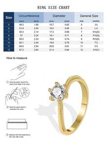 Charm-In Classic 18K Gold Plated Six-Prong Solitaire Ring | Round Cut CZ With Milgrain Shank | Perfect Engagement & Promise Jewelry - Gold - View 4