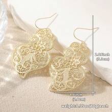 Heart-Shaped Retro Style Cute Hook Earrings, Gold-Plated Jewelry, Suitable As A Gift For Her - Gold - View 6