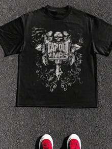 Camiseta de Polyester negra con el patrón de "TAPOUT MPS" y calaveras - Negro - Ver 1