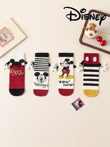 Disney 4/1 Pair Cute 3d Hand-Holding Socks And Children's Christmas Knee-High Socks, A Fashionable Children's High Sock Party, A High-Quality Gift. School Is Back In Session, Fun And Fashionable Little Fans, Family Party Christmas Gift Hand-Holding Socks - Multicolor - View 3