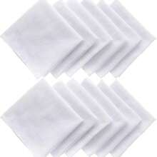 6/12pcs Men's Handkerchiefs, Classic White Pocket Handkerchiefs, Premium White Handkerchiefs Made Of Soft Polyester Fabric, Absorbent And Breathable, Suitable As Birthday, Father's Day, Holiday Gifts - Multicolor - View 9