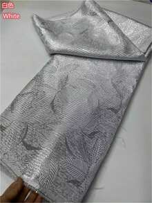 White Latest High Quality African Nigerian Tulle Lace Fabric 2026 Organza Embroidery Guipure Party Wedding Christmas Brocade Jacquard French 1 Yards/5 Yards - A - View 15