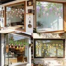 1/4pcs Set Sunflower & Tulip Flower Window Stickers, Suitable For Cafe, Bedroom, Living Room And Home Decor, Perfect Gift To Create Spring/Summer Ambiance - Floral Window Stickers - View 10