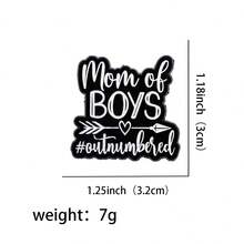 男孩妈妈语录珐琅徽章 有趣的黑色短语胸针翻领别针徽章 背包服装配饰 时尚珠宝 朋友礼物 - 黑色 - 查看 14