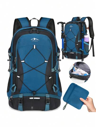 Sac à dos de randonnée, sac à dos d'extérieur avec compartiment à chaussures et poche imperméable, sac à dos de voyage léger, sac à dos unisexe pour sports de plein air, randonnée, camping, voyage