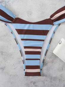 Bộ bikini sang trọng, thanh lịch, kẻ sọc, gợi cảm, kiểu dáng thường ngày, trang trí bằng vòng kim loại, thiết kế viền tương phản, thích hợp cho bãi biển, kỳ nghỉ, tiệc tùng. - Nhiều màu - Xem 6