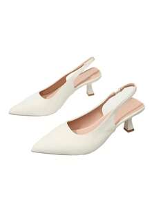 Giày sandal cao gót mũi nhọn quai ngang mắt cá chân dành cho nữ, kiểu dáng sang trọng, phù hợp cho đi làm hàng ngày, công sở, hẹn hò và dự tiệc. Có các màu: sandal cao gót mũi nhọn quai ngang mắt cá chân màu trắng, sandal cao gót mũi nhọn quai ngang mắt cá chân màu đỏ rượu vang, sandal cao gót mũi nhọn quai ngang mắt cá chân màu đen. - trắng - Xem 2