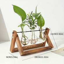 Creative Hydroponic Plant Transparent Wooden Frame Vase Desktop Small Fresh Container Living Room Office Desk Modern Decoration Ornament, Ornament Green Ivy Creative - Multicolor - View 10
