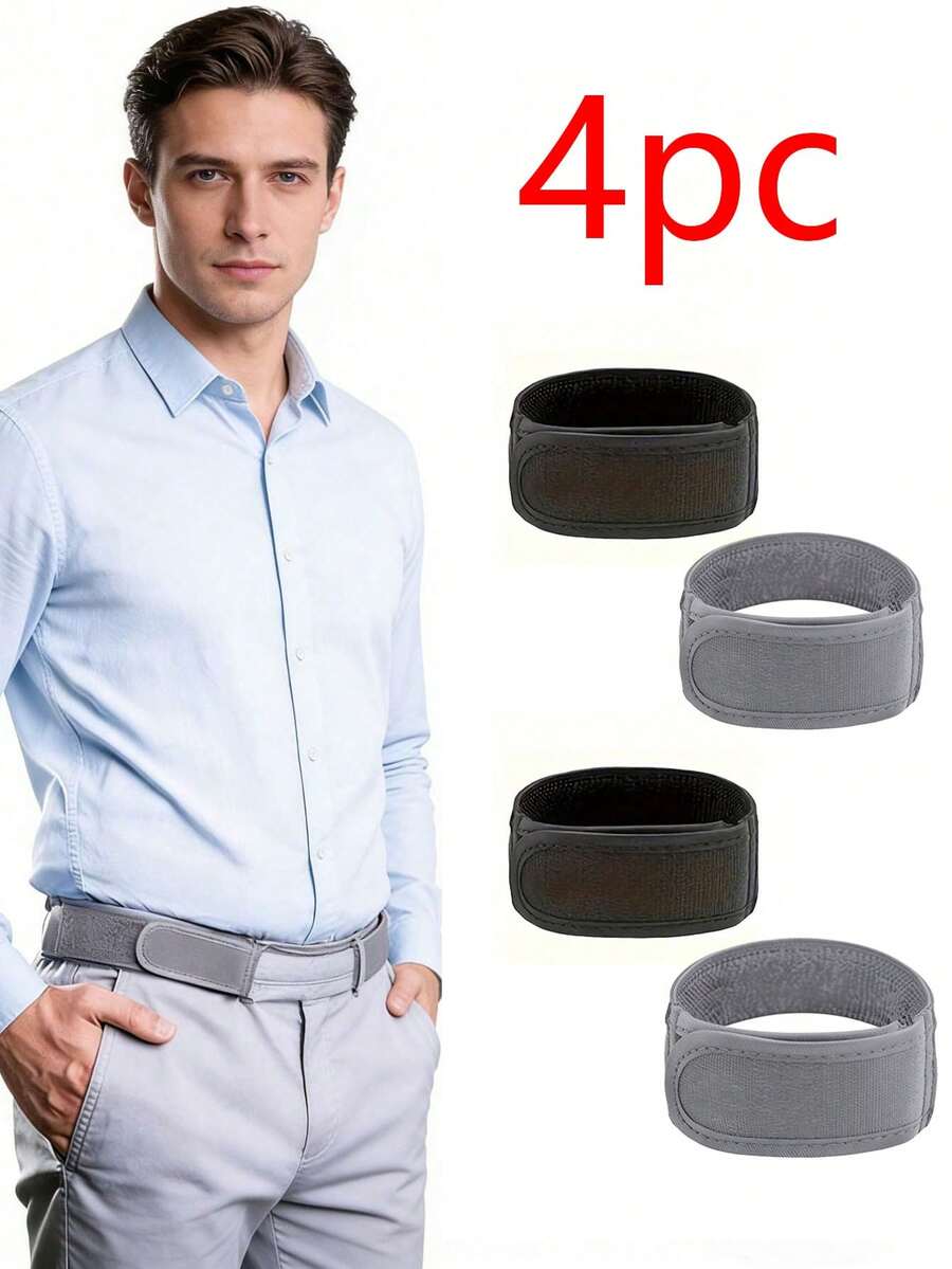 4Pcs No Buckle Elastic Belt For Women Men Unisex Stretch Belt For Pants Jeans Casual Buckle Free Adjustable Invisible Belt - 2pc Black + 2pc Gray - View 1