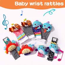 4pcs Baby Rattle Socks Set, Newborn Gift Decoration Socks With Plush Toys, Soft & Breathable Ocean Animal Styles With Rattling Sound - Multicolor - View 3