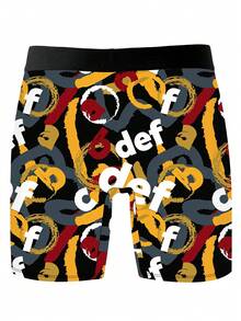 1 chiếc quần boxer nam kiểu dáng độc đáo, họa tiết retro Mỹ, phong cách graffiti đường phố, chất liệu vải dệt kim, dáng rộng thoải mái, thoáng khí và thấm hút mồ hôi, mềm mại và thân thiện với da, quần lót boxer thể thao thường ngày. - Nhiều màu - Xem 4