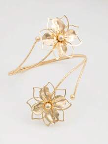 6pcs/Set Minimalist Metal Arm Cuff Bracelet, Adjustable Armlet, Suitable For Daily Wear, Street Style And Vacation - Gold - View 2