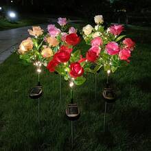 1/2/4PCS 7 Heads Solar Rose Flower Lights, Outdoor Garden Decoration, Ground Plug Lawn Lights, LED Simulation Flower Lights, Solar Decorative Lights For Patio, Yard, Landscape, Pathway, Lawn, Sidewalks(Pink, White, Blue, Yellow, Red, Purple) - 7 Large Royal Roses - View 24