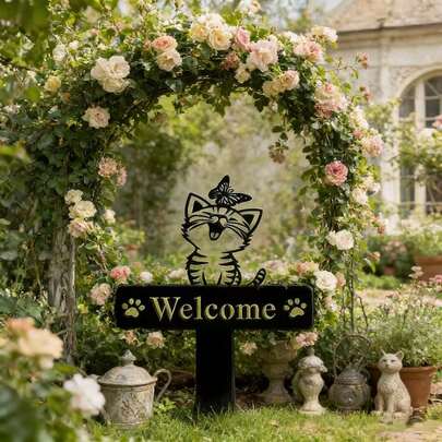 猫咪剪影亚克力插牌，花园草坪迎宾装饰，户外园艺摆件