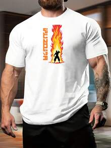 Camiseta de manga corta para hombre de algodón de 180 g, color blanco, con estampado de personaje de llama. Adecuada para fitness, deportes y uso casual, para el transporte diario, salidas informales, versátil para uso en el hogar y paseos al aire libre. Sencilla y versátil, un estilo de nicho a, la primera opción para parejas. - Azul marino - Ver 6