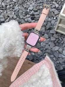 1条装饰时尚优雅精致真皮表带，兼容 38mm、40mm、41mm、42mm、44mm、45mm、46mm、49mm，女士金色、银色、万圣节黑色可选，魅力纤薄运动表带，兼容 Series Ultra 10/9/8/7/6/5/4/3/2/1 SE - 玫紅色 - 查看 4