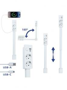 1pc Electrical Outlet Extender With USB-A, USB-C Ports And 2 AC Outlets, Extends Up To 27.56 Inches - Multicolor - View 11