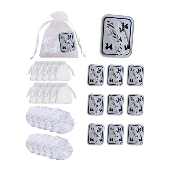 20 قطعة/5 مجموعات مرآة مكياج مصممة بشكل فيونكة مع طقم فرشاة - مرآة بلاستيك ناعمة، مثالية للسفر والهدايا