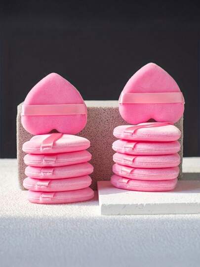 5pcs Heart-Shaped Velvet Powder Puffs, Ideal For Wet And Dry Powder Application, Reusable Makeup Sponges For Face And Body, Suitable For All Skin Types