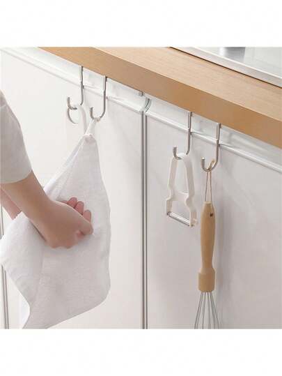 1/3 móc treo bằng kim loại màu bạc không mối nối, thích hợp cho nhà bếp, phòng tắm và tủ quần áo, không cần khoan, dễ dàng lắp đặt. Móc treo khăn bằng thép không gỉ không cần khoan.
