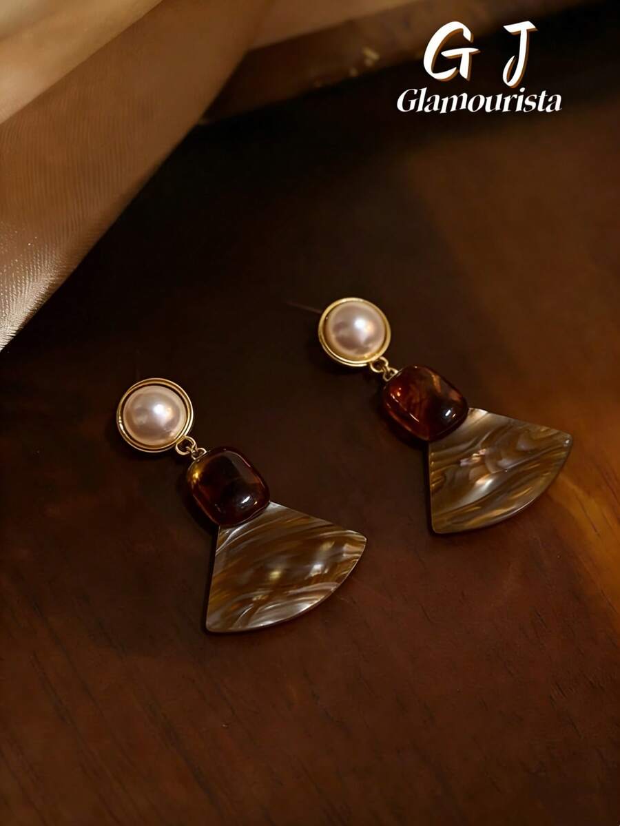 1对复古精致时尚独特几何圆形和方形耳钉，百搭日常及节日佩戴，女士 - 幾何 - 查看 1