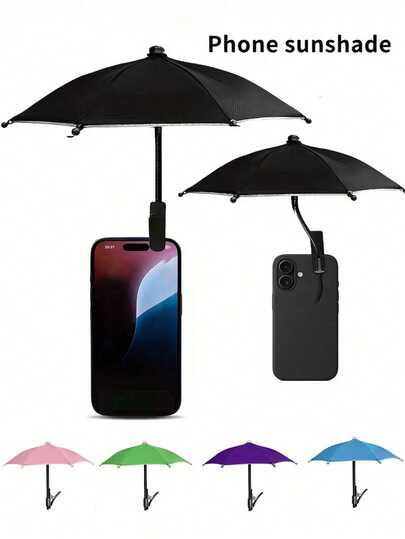 Flexible Mini Phone Sun Umbrella With Clip, Suitable For Outdoor Activities, Sun Shading, Rain Protection, Glare Reduction, Applicable To Phones, Kindles, Navigation Devices, No Power Required, Suitable For Beach, Photography, Car Phone Holder
