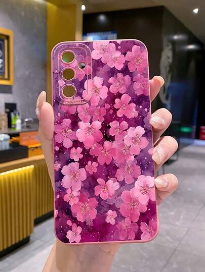 1个樱花渐变水彩防震手机壳，UV印刷，适用于三星/Galaxy/安卓机型