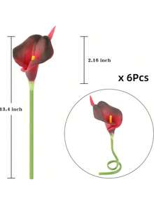 MEHELANY 12/6/1pc 酒紅色人造馬蹄蘭，長35cm，PU材質，人造花，馬蹄蘭花束，適用於居家婚禮裝飾、室內/室外裝飾、花園裝飾、派對裝飾、波希米亞風格裝飾、節日派對裝飾、母親節生日慶祝、日常禮物等 - 黑紅 - 查看 8