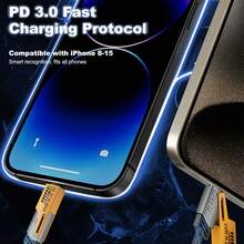 4合1 USB/Type C/Lightning 快充傳輸線,相容 iPhone 17/16/15/14/13/12 與平板電腦,高效率耐用數據傳輸線 - 黑色 - 查看 7