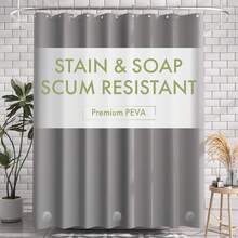 AmazerBath Shower Curtain Liner, 72x72 Grey Shower Liner, Cute Plastic Shower Curtain Liners, Lightweight PEVA Waterproof Gray Shower Curtains For Bathroom With Magnets And 12 Grommet Holes - 午夜 - 查看 3