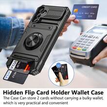 Ốp lưng chống rơi, thiết kế ẩn khe SIM, bảo vệ điện thoại Galaxy S26, S25, S24, S23 Ultra Plus, FE A56, A55, A36, A35, A26, A25, A16, A15 và 17, 16, 15, 14, 13, 12, 11 Pro Max Plus - màu đen - Xem 2