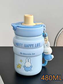 1个MIFFY 480毫升大容量保温杯，可爱女孩咖啡杯，316不锈钢便携式户外保温杯，学生吸管杯，双头饮水杯 - 彩色 - 查看 3
