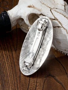 1个复古金属西部风格银色椭圆形绿松石发夹，发饰礼品，适合送给女性，母亲节、情人节礼物，送给妈妈、妻子、女朋友 - 彩色 - 查看 3