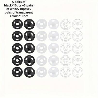 مجموعة أزرار بلاستيكية صغيرة 7 مم، أزرار سريعة الإغلاق قوية وآمنة، متعددة الألوان أبيض/أسود/شفاف، للحرف اليدوية وملابس الدمى BJD والملابس الصغيرة والمشاريع الخياطة اليدوية