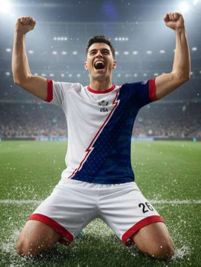 맞춤형 클래식 남성용 더블 컬러 스킴 축구 유니폼 세트, 편안하고 통기성 좋은 반팔 스포츠 상의, 숫자 및 이름 개인 맞춤 인쇄. 야외 스포츠 및 대회, 캐주얼 모임 및 선물용으로 적합. 화이트