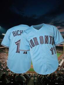 Men's Bichette 11 Toronto Baseball Jersey, Powder Blue Navy White Athletic Short Sleeve Shirt For Game Day & Daily Wear - Màu xanh nhạt - Xem 3