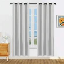 1/2 rèm cửa cản sáng hoàn toàn, chất liệu màng kim loại, cản sáng 100%, có vòng treo phía trên, giúp làm tối phòng và đảm bảo sự riêng tư, thích hợp cho phòng khách/phòng ngủ. - Màu Xám nhạt - Xem 18