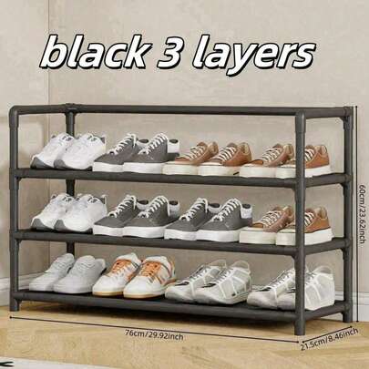 1pc 3-7 Tier Shoe Rack, Easy Assembly Storage Organizer, Space-Saving Shoe Cabinet For Home, Dorm, Rental, Economic