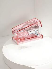 1 Set Mini Semi-Transparent Handheld Stapler Kit, Cute Student Stationery Multi-Function Binding Machine, Small Stapler - Stapler - View 1