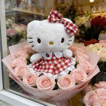 SANRIO 儿童毛绒玩具、睡眠枕、沙发靠垫、生日礼物、圣诞派对礼物、陪伴礼物、适合亲子互动的毛绒玩具 - 紅色 - 查看 5